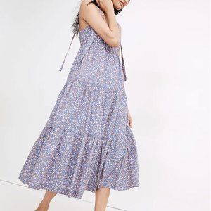 Tie-Strap Tiered Midi Dress in Summer Vines - Size L